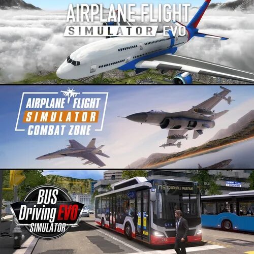 Airplane Flight Simulator: EVO & Combat Zone + Bus Driving Simulator: EVO Bundle